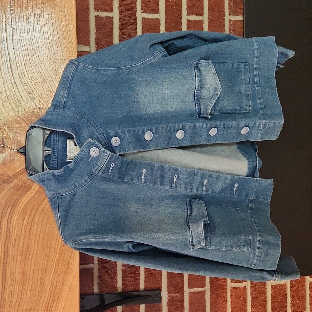 Christopher & Banks Petite Blue Jean Jacket